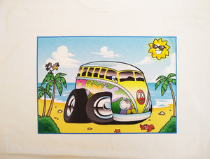 BOHO Deadhead VW Volkswagen Bus Surfer Hippie Van Graphic Printed T-Shirt