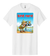 Load image into Gallery viewer, Funny Bird Nerd Bird Watcher T-Shirt Funny Cartoon Bird Watching Tee Shirt