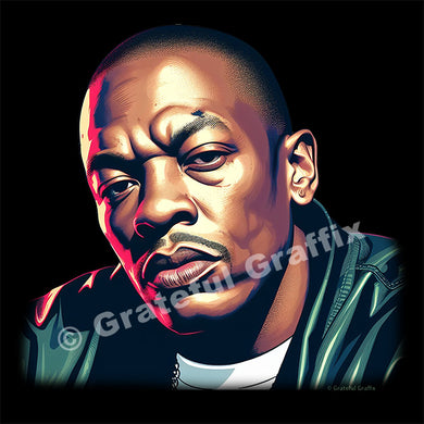 Dr Dre T-shirt - Illustration Portrait Likeness of Rap Hip Hop Star Singer Dr Dre