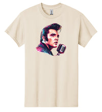 Load image into Gallery viewer, Elvis Presley T-shirt - Illustration Portrait Likeness of King of Rock and Roll Music Singer Elvis