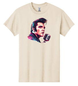 Elvis Presley T-shirt - Illustration Portrait Likeness of King of Rock and Roll Music Singer Elvis