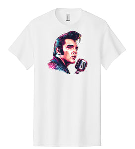 Elvis Presley T-shirt - Illustration Portrait Likeness of King of Rock and Roll Music Singer Elvis