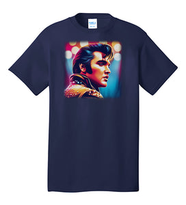 Elvis Presley T-shirt - Illustration Portrait Likeness of King of Rock and Roll Music Singer Elvis Presley