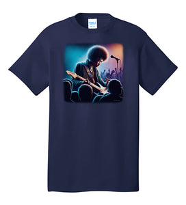 Illustration Likeness of Jimi Hendrix T-shirt 1960's Classic Rock Music Singer Guitar Player