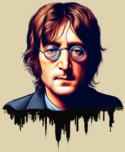 Likeness of John Lennon Illustration & NYC Skyline T-Shirt