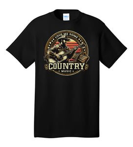 Love Me Some Country Music T-Shirt Singer Wearing Cowboy Hat Playing Guitar