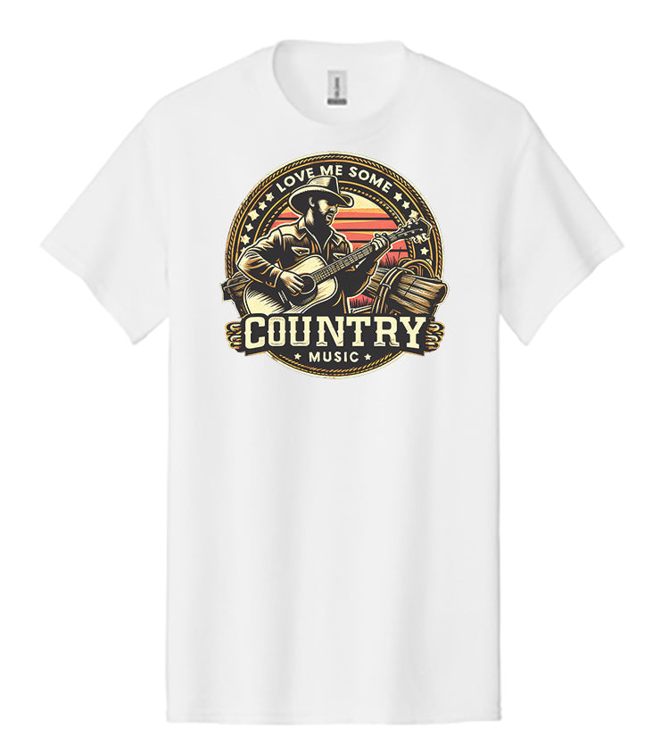 Love Me Some Country Music T-Shirt Singer Wearing Cowboy Hat Playing Guitar