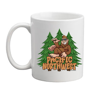 Bigfoot Pacific Northwest Sasquatch Cartoon Coffee Mug Funny Big Foot PNW North West
