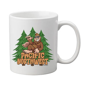 Bigfoot Pacific Northwest Sasquatch Cartoon Coffee Mug Funny Big Foot PNW North West