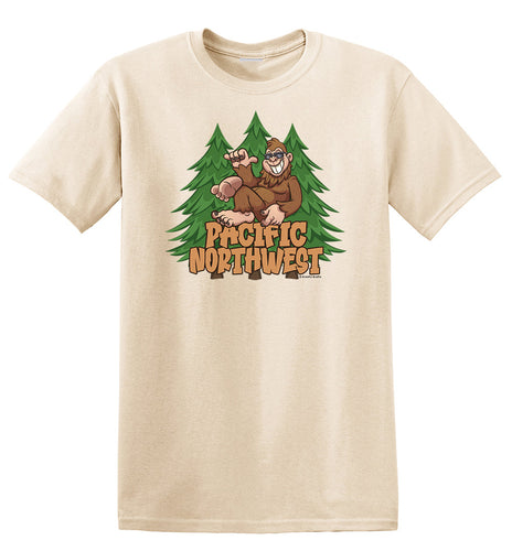 Youth Bigfoot Pacific Northwest Sasquatch Cartoon T-Shirt Funny Big Foot PNW North West