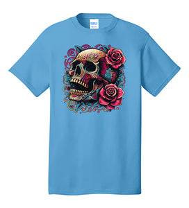 Psychedelic Skull and Roses Dia de Muertos T-Shirt