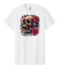 Load image into Gallery viewer, Psychedelic Skull and Roses Dia de Muertos T-Shirt
