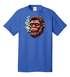 Funny Stoned Bigfoot Face T-shirt Sasquatch Smoking Marijuana Joint