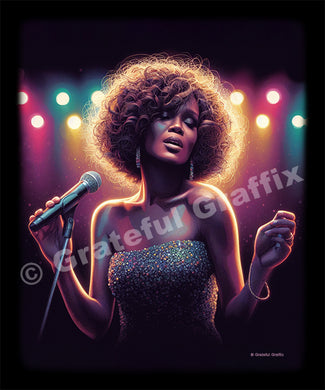 Illustration Likeness of Whitney Houston T-Shirt R & B Pop Singer Whitney
