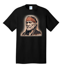 Load image into Gallery viewer, Willie Nelson T-shirt - Illustration Portrait Likeness of Country Music Singer Willie Nelson
