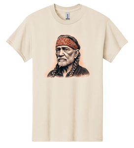 Willie Nelson T-shirt - Illustration Portrait Likeness of Country Music Singer Willie Nelson
