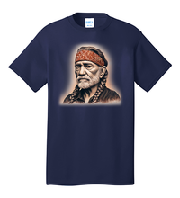 Load image into Gallery viewer, Willie Nelson T-shirt - Illustration Portrait Likeness of Country Music Singer Willie Nelson