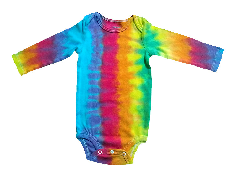 Baby Tie-Dye Long Sleeve One Piece Bodysuit - Rainbow Stripe