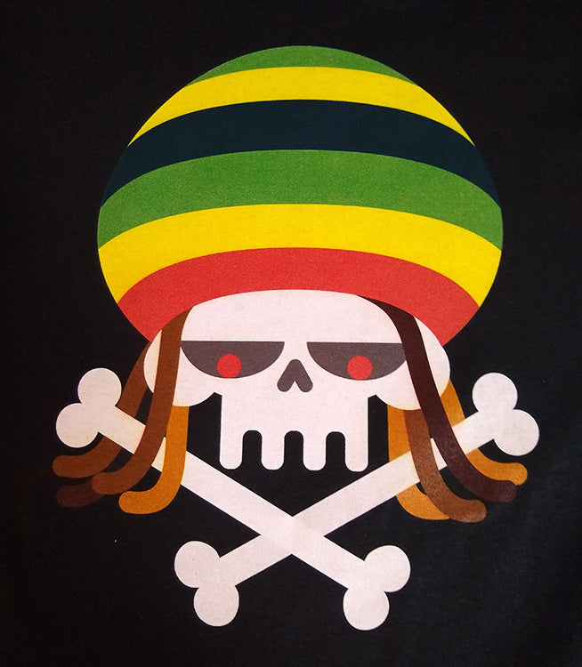 Reggae Rasta Skull Dreads and Crossbones Graphic Printed T-Shirt