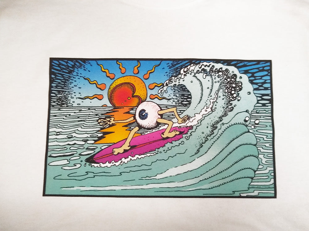 Psychedelic Surfing Eyeball Printed Graphic T-Shirt - Free Gift!