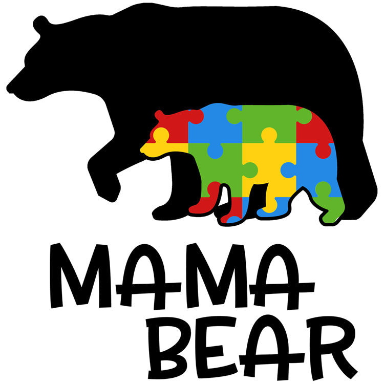 Unisex Autism Mama Bear 100% Cotton Printed T-shirt