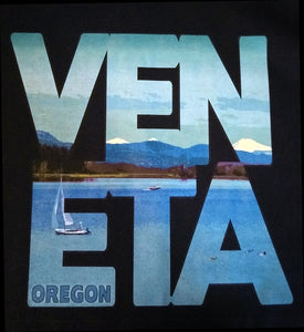 VENETA Oregon Unisex T-Shirt - Fern Ridge Lake Scene Sisters Mountains