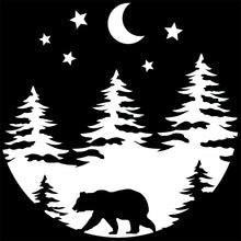 Load image into Gallery viewer, Bear Forest Trees and Moon Vinyl Decal Sticker for Cars, Windows, Signs, Etc.