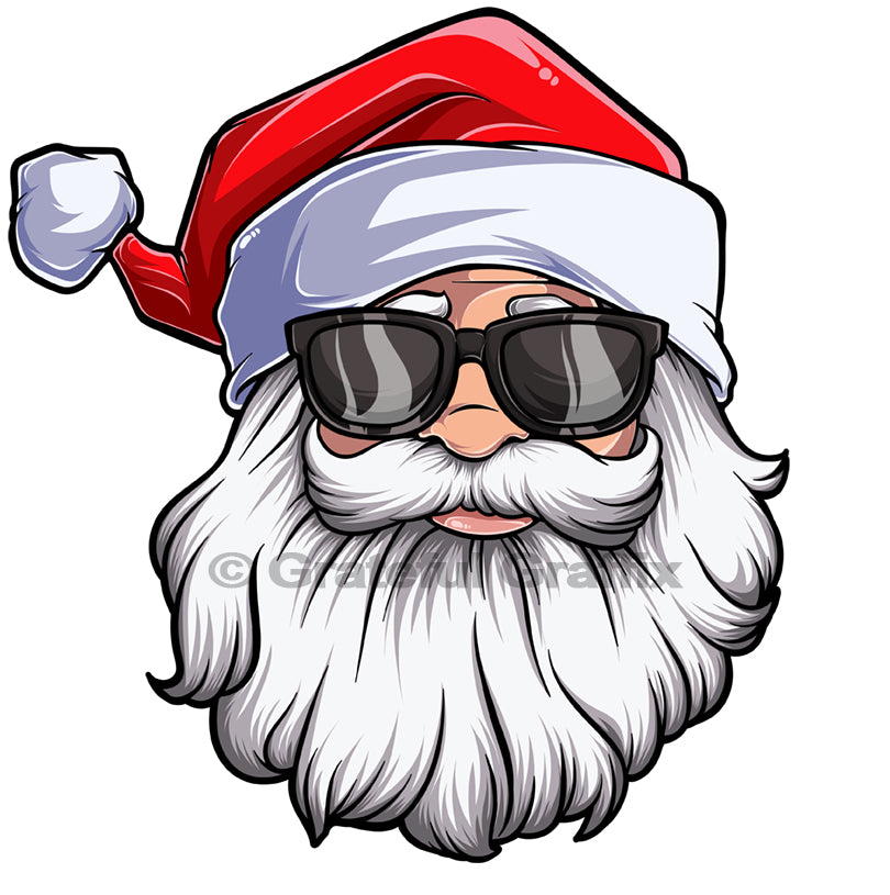 Cool Santa Claus With Motorcycle Biker Glasses Face T-Shirt
