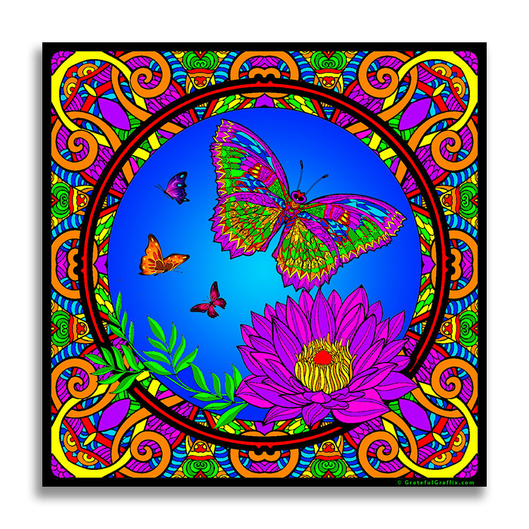 Trippy Crazy Colorful Butterflies Window Sticker Decal - FREE Shipping - Psychedelic Butterfly