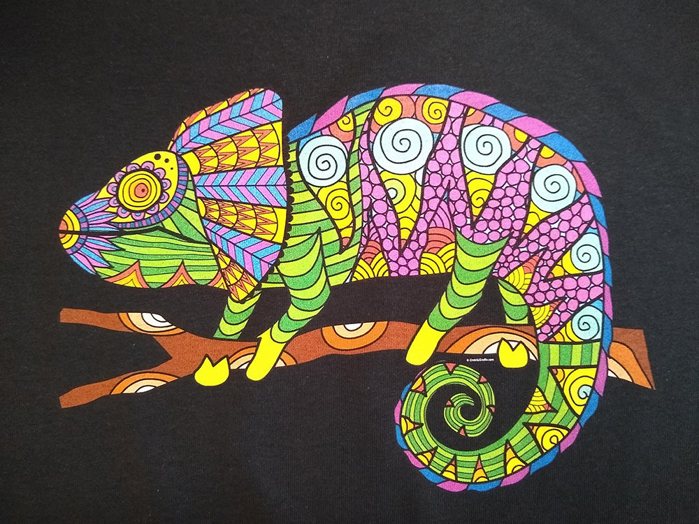 Colorful Chameleon Lizard Graphic Printed T-Shirt