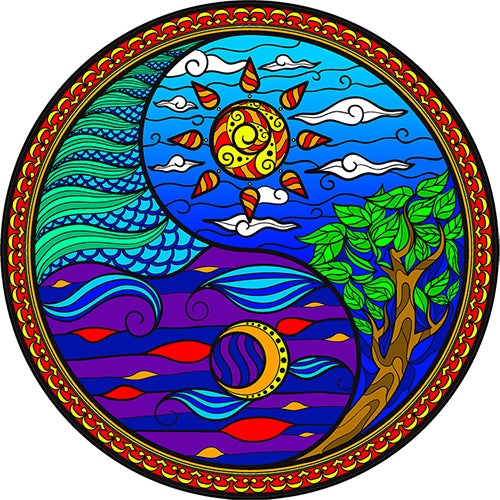 Trippy Crazy Colorful Sun Moon Yin Yang Vinyl Sticker Decal - FREE Shipping