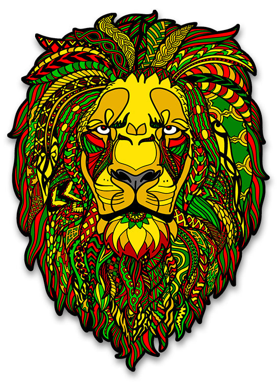 Trippy Crazy Colorful Reggae Rasta Lion Vinyl Sticker Decal - FREE Shipping - Psychedelic Rasta Lion