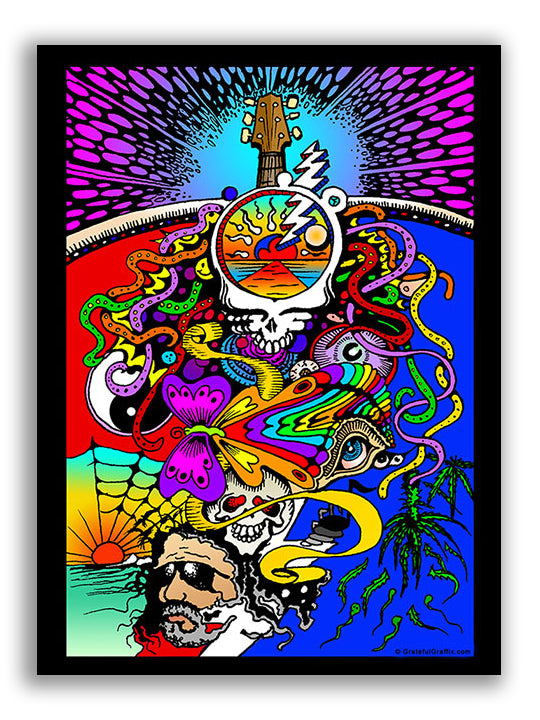 Grateful Dead Collage Cartoon Vinyl Sticker Decal - Jerry Garcia