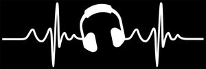 Headphones Heartbeat Pulse Vinyl Decal Sticker for Cars, Windows, Signs, Etc.