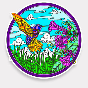 Trippy Crazy Colorful Hummingbird Vinyl Sticker Decal - FREE Shipping