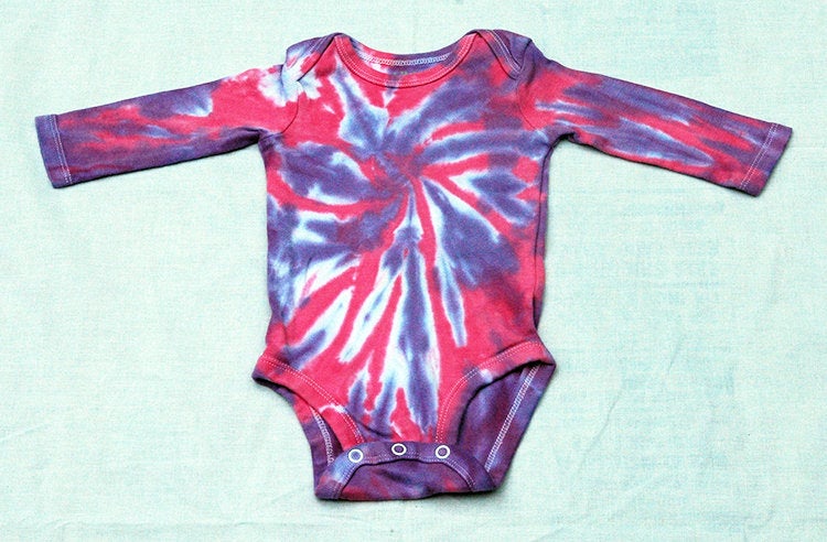Baby Tie-Dye Long Sleeve One Piece Bodysuit - Purple Pink Burst