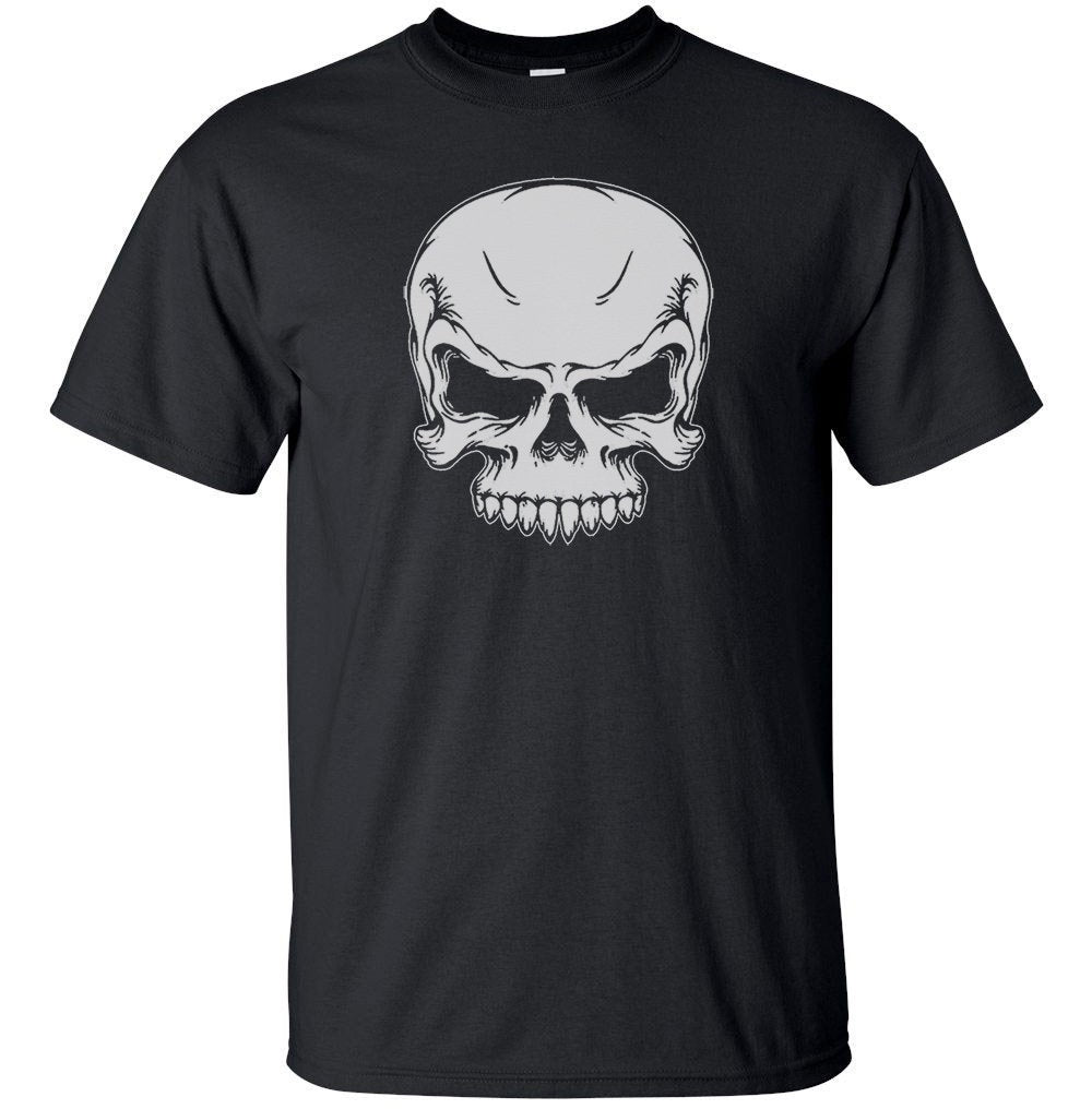 Adult Unisex Tribal Skull 100% Cotton Printed T-shirt Biker Motorcycle