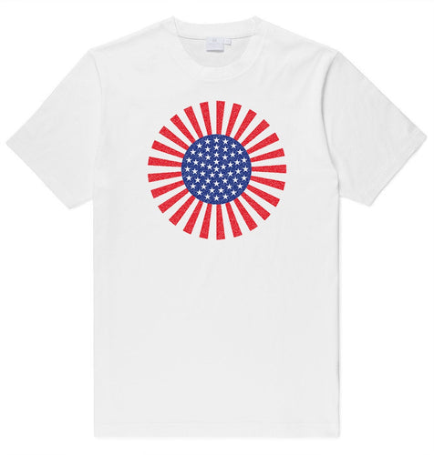 Adult Unisex American Flag Pencil Burst Printed T-shirt 100% Cotton Patriotic