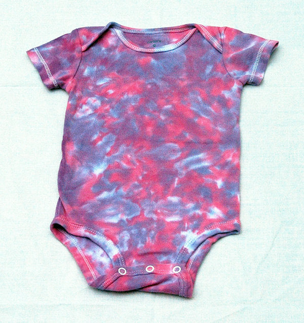 Baby Tie-Dye Short Sleeve One Piece Bodysuit - Pink Lavender Marble