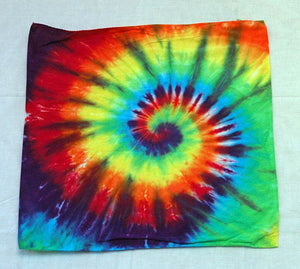 New Rainbow Spiral Tie Dye Bandanna - 22 inch 100% Cotton - ET087