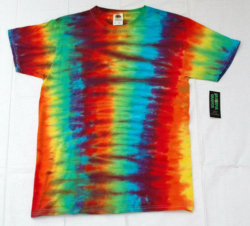 Adult Tie-Dye T-Shirt 100% Cotton - Rainbow Stripe Vertical