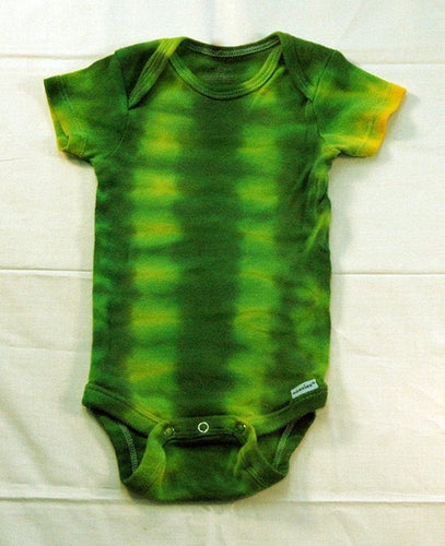 Baby Tie-Dye Short Sleeve One Piece Bodysuit - Green Yellow Stripe