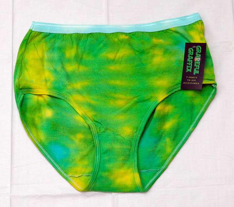 New Tie-Dye Ladies Underwear Cotton Panties - Green Yellow Stripe