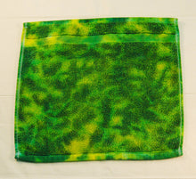 Load image into Gallery viewer, Set of 2 Large Tie-Dye Wash Cloths - Green Yellow Marble 100% Cotton -  Hand Dyed - Hotel Quality