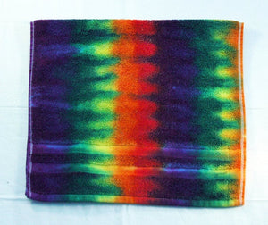 Set of 2 Tie-Dye Hand Towels - Rainbow Stripe 100% Cotton -  Hand Dyed - Nice Hotel Quality
