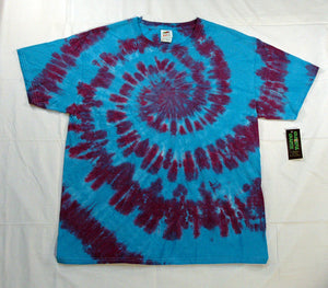 New Unisex Adult Tie-Dye T-Shirt 100% Cotton - Purple Blue Spiral
