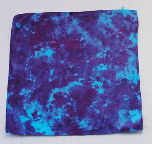 New Tie Dye Bandanna - 22 inch 100% Cotton - Purple Blue Marble