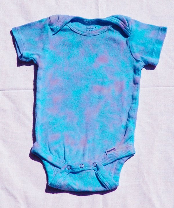 Baby Tie-Dye Short Sleeve One Piece Bodysuit - Lavender and Robin Egg Blue Marble