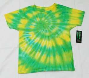 Adult Tie-Dye T-Shirt 100% Cotton - Green Yellow Spiral