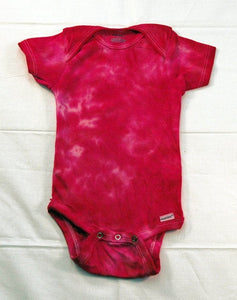 Baby Tie-Dye Short Sleeve One Piece Bodysuit - Fuschia Pink Marble
